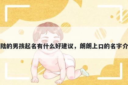 姓陆的男孩起名有什么好建议，朗朗上口的名字介绍