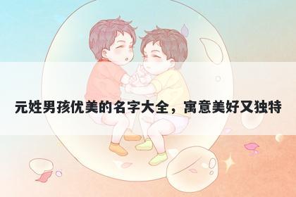 元姓男孩优美的名字大全，寓意美好又独特