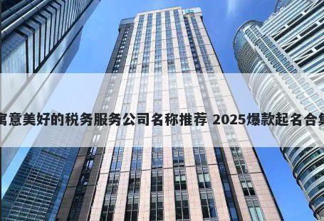 寓意美好的税务服务公司名称推荐 2025爆款起名合集