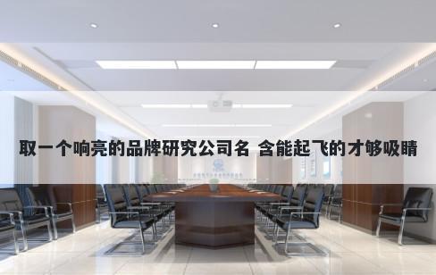 取一个响亮的品牌研究公司名 含能起飞的才够吸睛