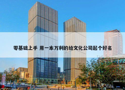 零基础上手 用一本万利的给文化公司起个好名