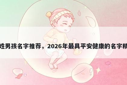 石姓男孩名字推荐，2026年最具平安健康的名字精选