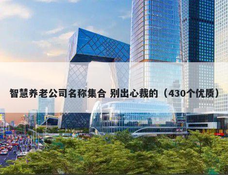 智慧养老公司名称集合 别出心裁的（430个优质）