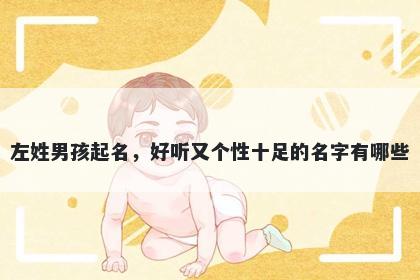 左姓男孩起名，好听又个性十足的名字有哪些