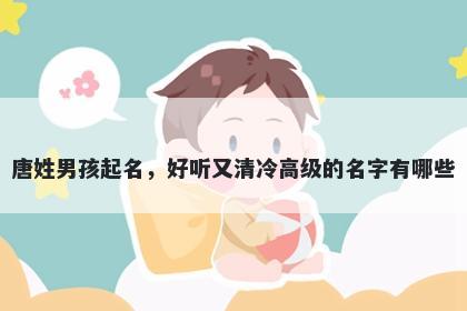 唐姓男孩起名，好听又清冷高级的名字有哪些