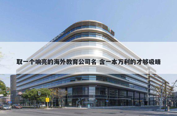取一个响亮的海外教育公司名 含一本万利的才够吸睛