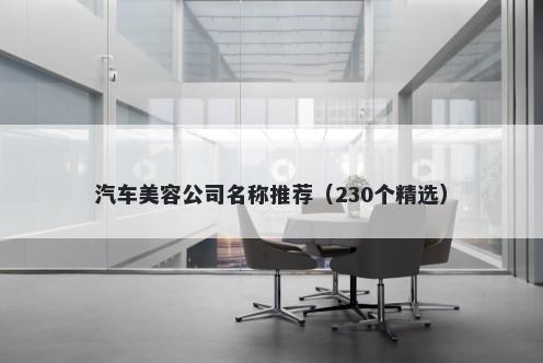 汽车美容公司名称推荐（230个精选）