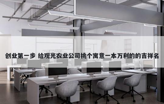 创业第一步 给观光农业公司挑个寓意一本万利的的吉祥名