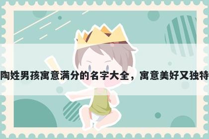 陶姓男孩寓意满分的名字大全，寓意美好又独特