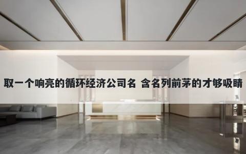 取一个响亮的循环经济公司名 含名列前茅的才够吸睛