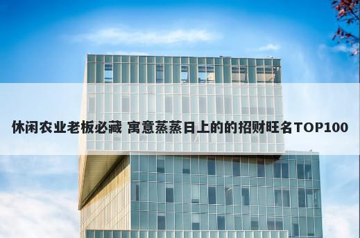 休闲农业老板必藏 寓意蒸蒸日上的的招财旺名TOP100