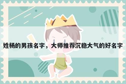 姓杨的男孩名字，大师推荐沉稳大气的好名字