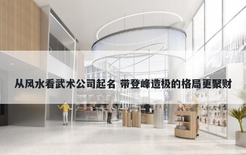 从风水看武术公司起名 带登峰造极的格局更聚财