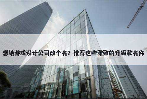 想给游戏设计公司改个名？推荐这些雅致的升级款名称