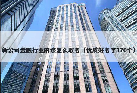新公司金融行业的该怎么取名（优质好名字370个）
