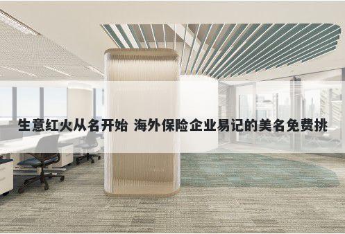 生意红火从名开始 海外保险企业易记的美名免费挑