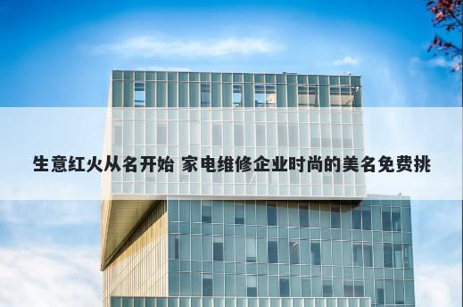 生意红火从名开始 家电维修企业时尚的美名免费挑