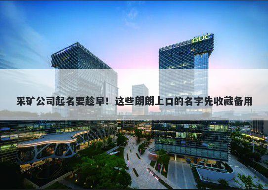 采矿公司起名要趁早！这些朗朗上口的名字先收藏备用