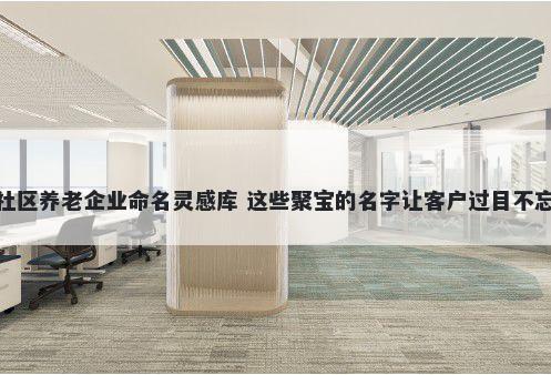 社区养老企业命名灵感库 这些聚宝的名字让客户过目不忘