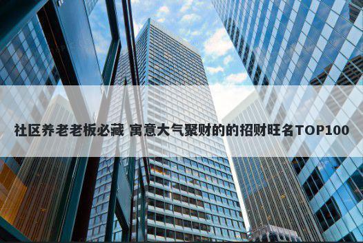 社区养老老板必藏 寓意大气聚财的的招财旺名TOP100