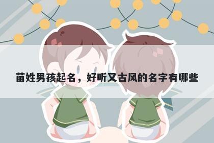 苗姓男孩起名，好听又古风的名字有哪些