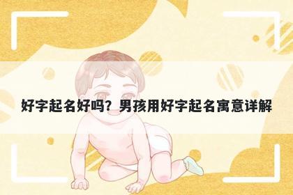好字起名好吗？男孩用好字起名寓意详解