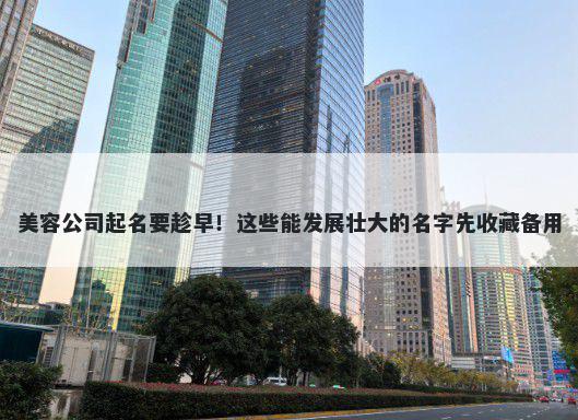 美容公司起名要趁早！这些能发展壮大的名字先收藏备用