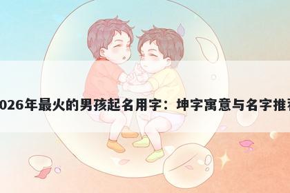 2026年最火的男孩起名用字：坤字寓意与名字推荐