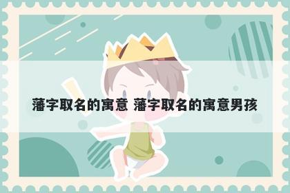 藩字取名的寓意 藩字取名的寓意男孩