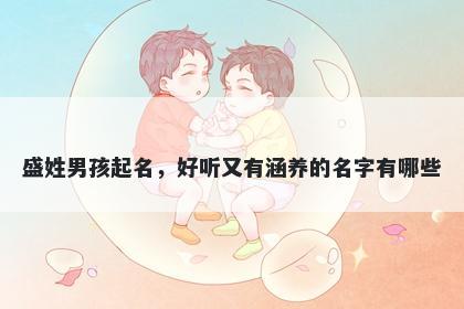 盛姓男孩起名，好听又有涵养的名字有哪些