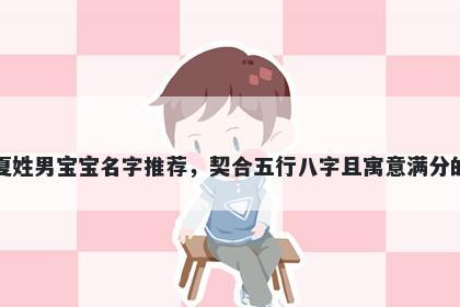 夏姓男宝宝名字推荐，契合五行八字且寓意满分的