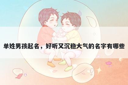 单姓男孩起名，好听又沉稳大气的名字有哪些