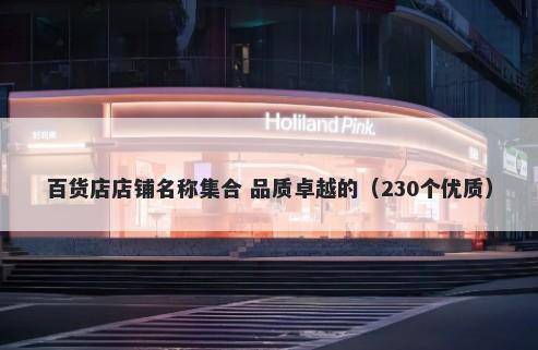 百货店店铺名称集合 品质卓越的（230个优质）
