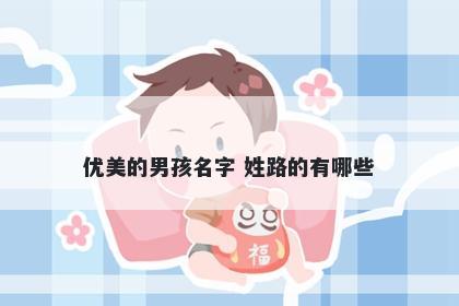优美的男孩名字 姓路的有哪些