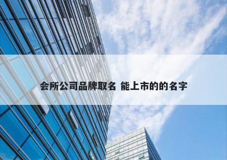 会所公司品牌取名 能上市的的名字