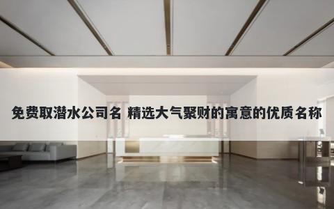 免费取潜水公司名 精选大气聚财的寓意的优质名称