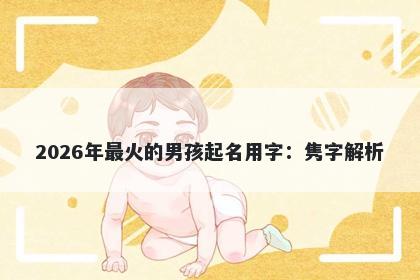 2026年最火的男孩起名用字：隽字解析