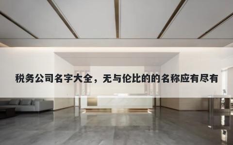 税务公司名字大全，无与伦比的的名称应有尽有