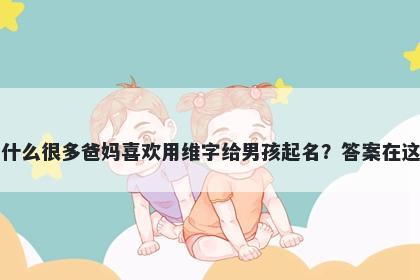 为什么很多爸妈喜欢用维字给男孩起名？答案在这里
