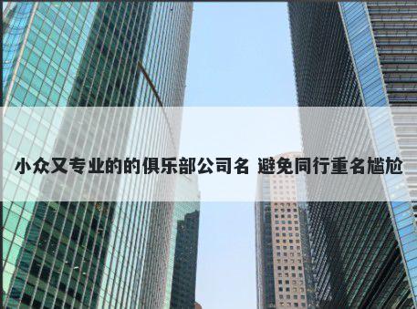 小众又专业的的俱乐部公司名 避免同行重名尴尬