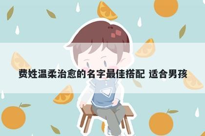 费姓温柔治愈的名字最佳搭配 适合男孩