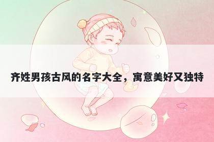 齐姓男孩古风的名字大全，寓意美好又独特