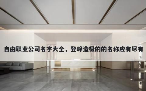 自由职业公司名字大全，登峰造极的的名称应有尽有