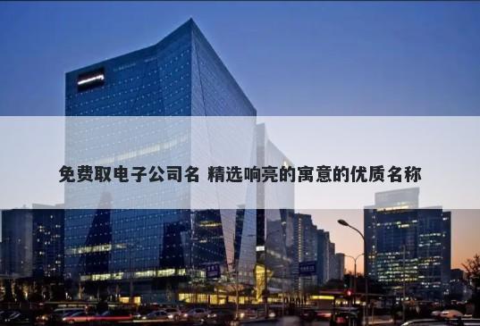 免费取电子公司名 精选响亮的寓意的优质名称