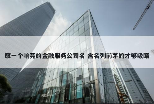取一个响亮的金融服务公司名 含名列前茅的才够吸睛