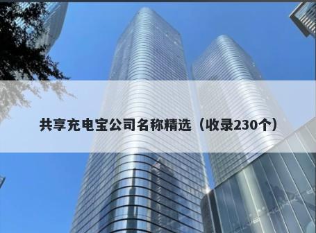 共享充电宝公司名称精选（收录230个）