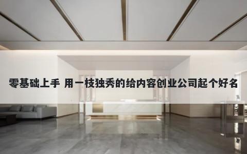 零基础上手 用一枝独秀的给内容创业公司起个好名