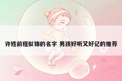 许姓前程似锦的名字 男孩好听又好记的推荐