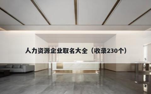 人力资源企业取名大全（收录230个）