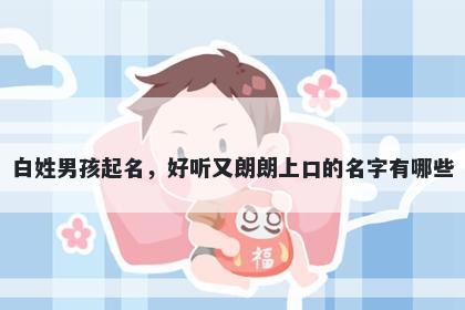 白姓男孩起名，好听又朗朗上口的名字有哪些